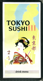Take a look at our drink menu at Tokyo Sushi III