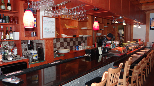 One long cocktail and sushi bar at Tokyo Sushi III